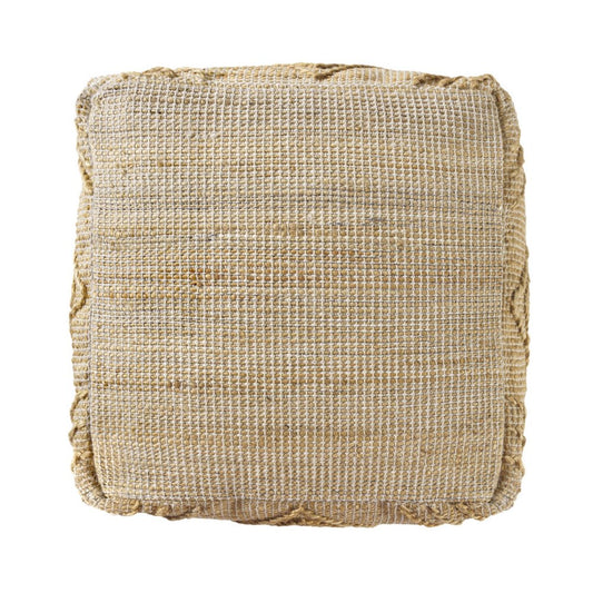 18" Natural Jute Blend Cube Geometric Pouf Ottoman