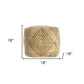 18" Natural Jute Blend Cube Geometric Pouf Ottoman