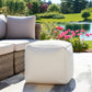 18" Taupe Polyester Cube Outdoor Pouf Ottoman