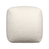 18" Ivory Polyester Cube Outdoor Pouf Ottoman