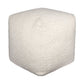18" Ivory Polyester Cube Outdoor Pouf Ottoman
