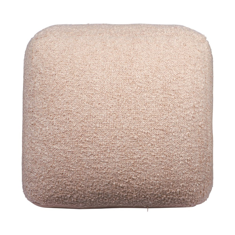 18" Taupe Polyester Cube Outdoor Pouf Ottoman