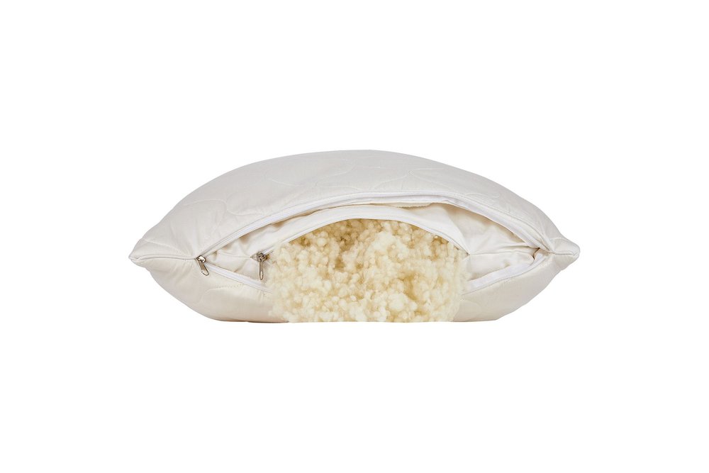 Cotton Wool Hypoallergenic Ergonomic Standard Size Bed Pillow