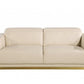 89" Beige And Gold Leather Sofa