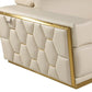 89" Beige And Gold Leather Sofa