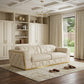 89" Beige And Gold Leather Sofa