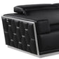 89" Black And Silver Leather Sofa