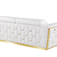 89" White And Silver Leather Sofa