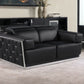 70" Black And Silver Italian Leather Loveseat