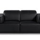 70" Black And Silver Italian Leather Loveseat