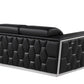 70" Black And Silver Italian Leather Loveseat