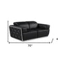 70" Black And Silver Italian Leather Loveseat