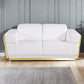 70" White And Silver Italian Leather Loveseat