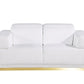 70" White And Silver Italian Leather Loveseat