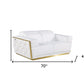 70" White And Silver Italian Leather Loveseat