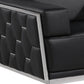 47" Black and Silver Italian Leather Club Chair