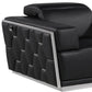 47" Black and Silver Italian Leather Club Chair