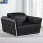 47" Black and Silver Italian Leather Club Chair