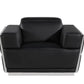 47" Black and Silver Italian Leather Club Chair