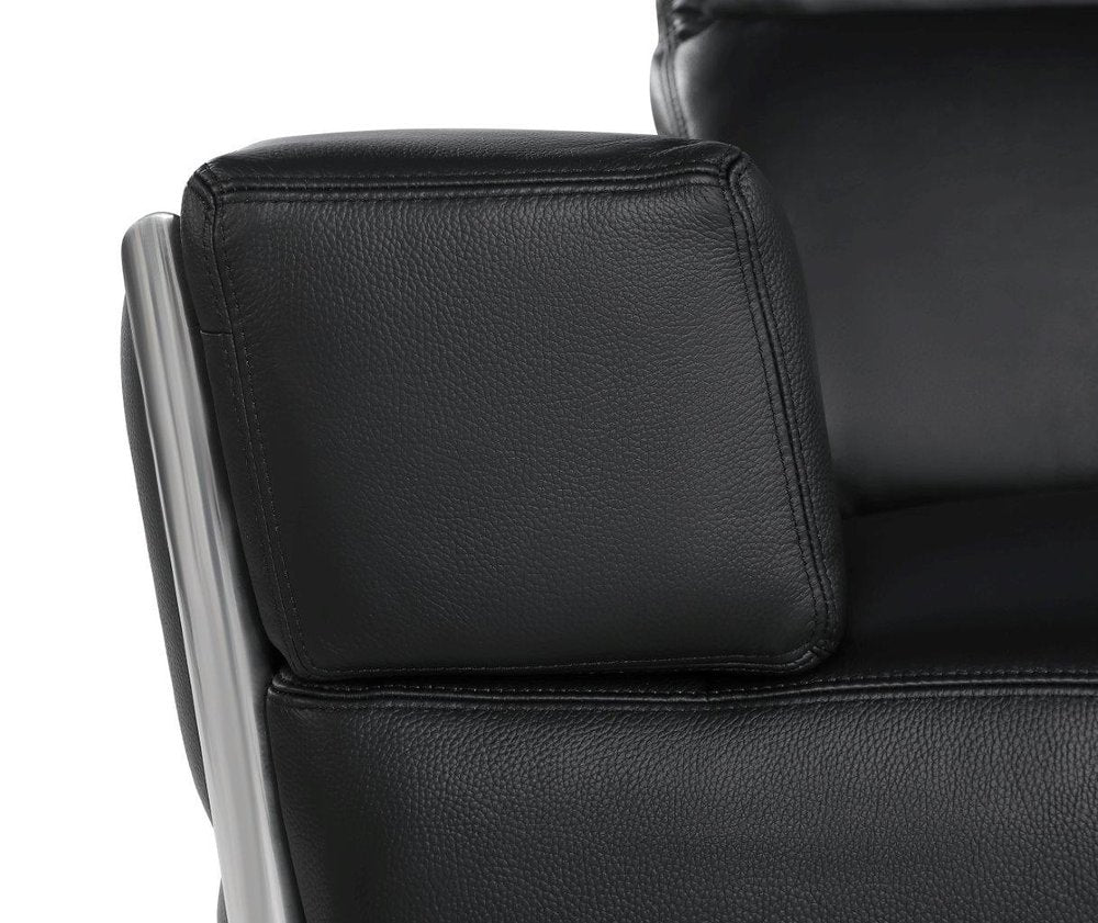 47" Black and Silver Italian Leather Club Chair