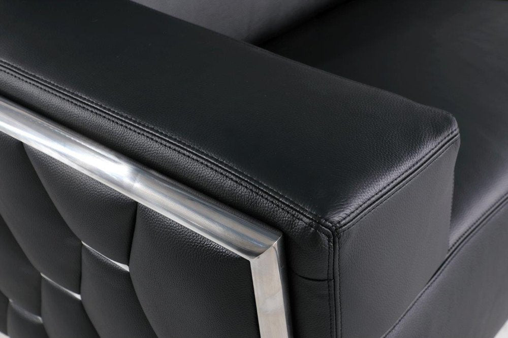 47" Black and Silver Italian Leather Club Chair