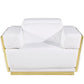 47" White and Gold Italian Leather Club Chair