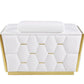 47" White and Gold Italian Leather Club Chair