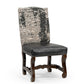 Set of Two Black Gray And Dark Brown Solid Wood Upholstered Chenille And Leather Dining Side Chairs
