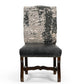 Set of Two Black Gray And Dark Brown Solid Wood Upholstered Chenille And Leather Dining Side Chairs