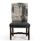 Set of Two Black Gray And Dark Brown Solid Wood Upholstered Chenille And Leather Dining Side Chairs