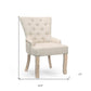 24" Beige Fabric Tufted Arm Chair