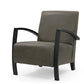 26" Green And Black Top Grain Leather Arm Chair