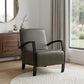 26" Green And Black Top Grain Leather Arm Chair