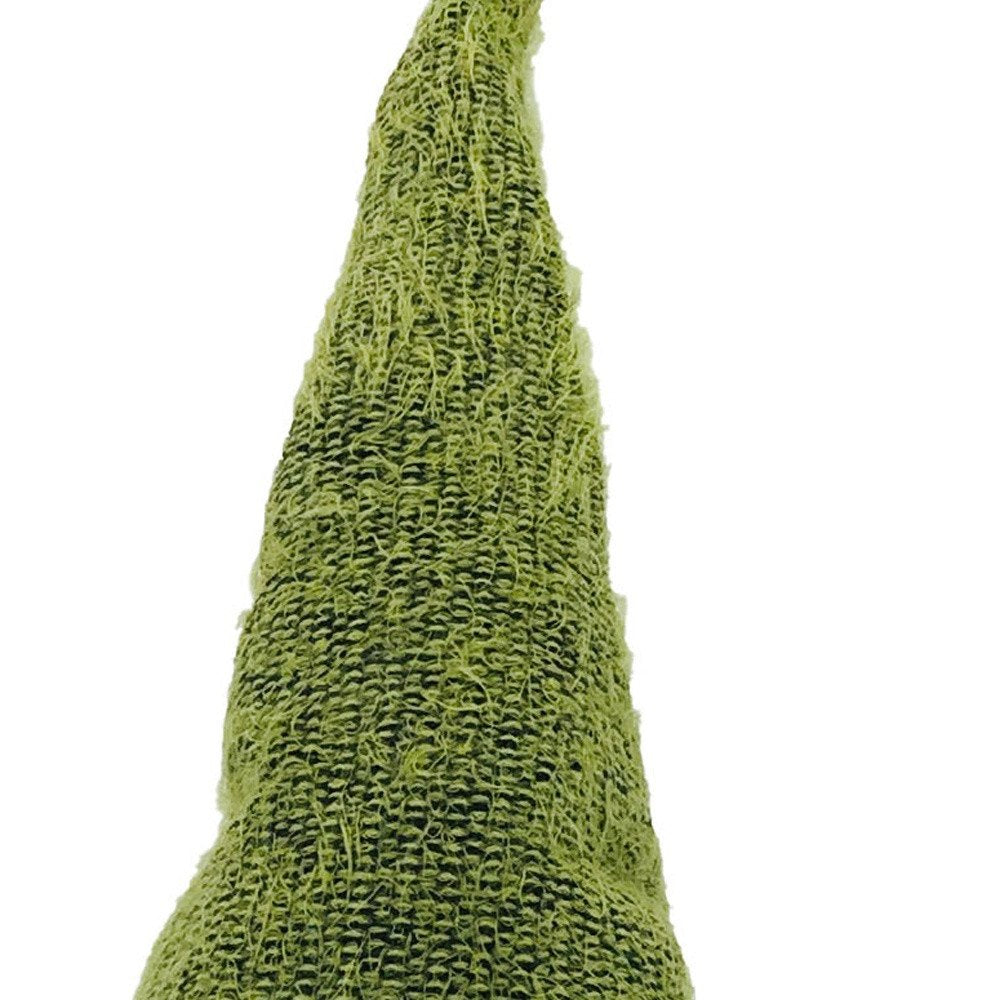 23" Green And White Fabric Standing Gnome