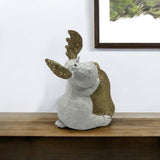 9" White And Gold Polyresin Moose Christmas Figurine