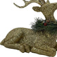 9" Gold Green And Red Polyresin Reindeer Christmas Reindeer Figurine