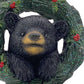 5" Black Green And Red Resin Bear Christmas Figurine