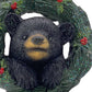 5" Black Green And Red Resin Bear Christmas Santa Figurine