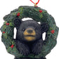 5" Black Green And Red Resin Bear Christmas Santa Figurine