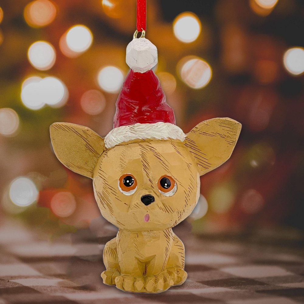 5" Brown Red And White Resin Dog Christmas Figurine