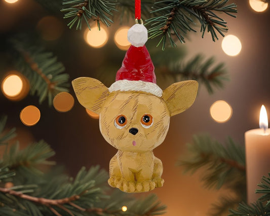 5" Brown Red And White Resin Dog Christmas Figurine