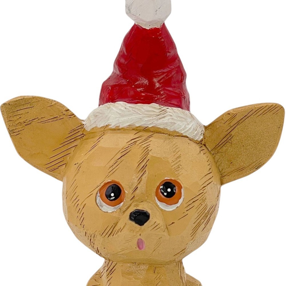 5" Brown Red And White Resin Dog Christmas Santa Figurine