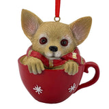 4" Brown And Red Resin Dog Christmas Santa Figurine