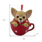4" Brown And Red Resin Dog Christmas Santa Figurine
