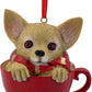 4" Brown And Red Resin Dog Christmas Santa Figurine