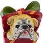 4" Brown Red And Green Resin Dog Christmas Santa Figurine