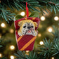 4" Brown Red And Green Resin Dog Christmas Santa Figurine
