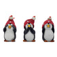 Set of Three Black White And Red Resin Penguin Christmas Figurine