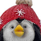 Set of Three Black White And Red Resin Penguin Christmas Reindeer Figurine