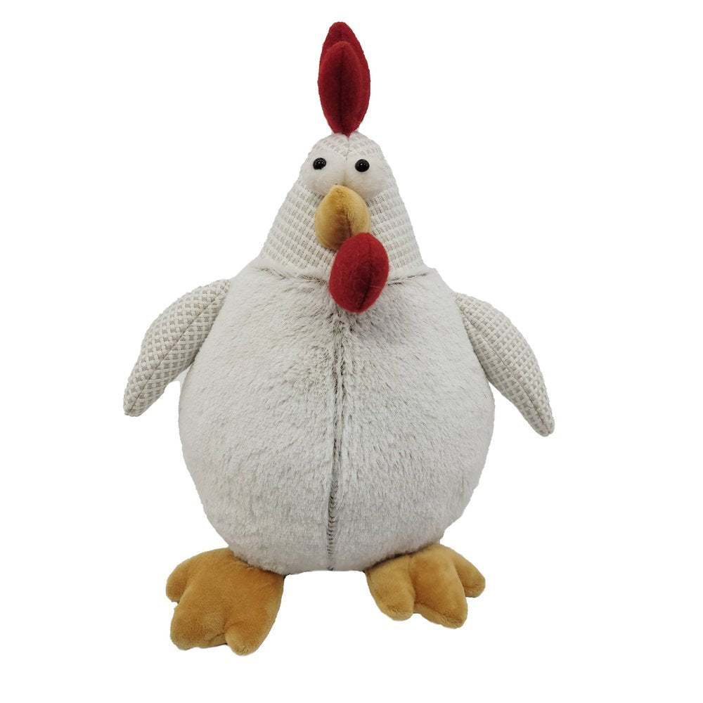 13" Red White And Yellow Fabric Rooster Figurine